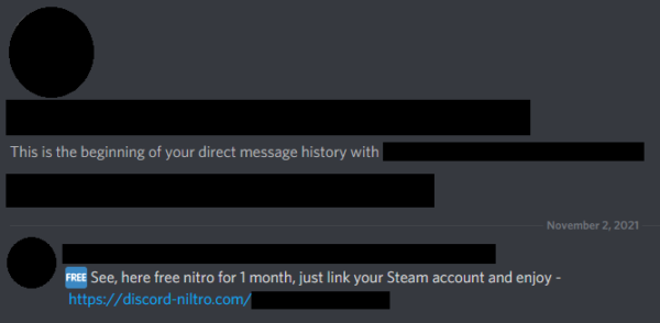 Free Discord Nitro Offer Used to Steal Steam Credentials