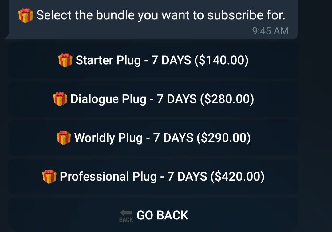 Planos de assinatura de bot OTP disponíveis