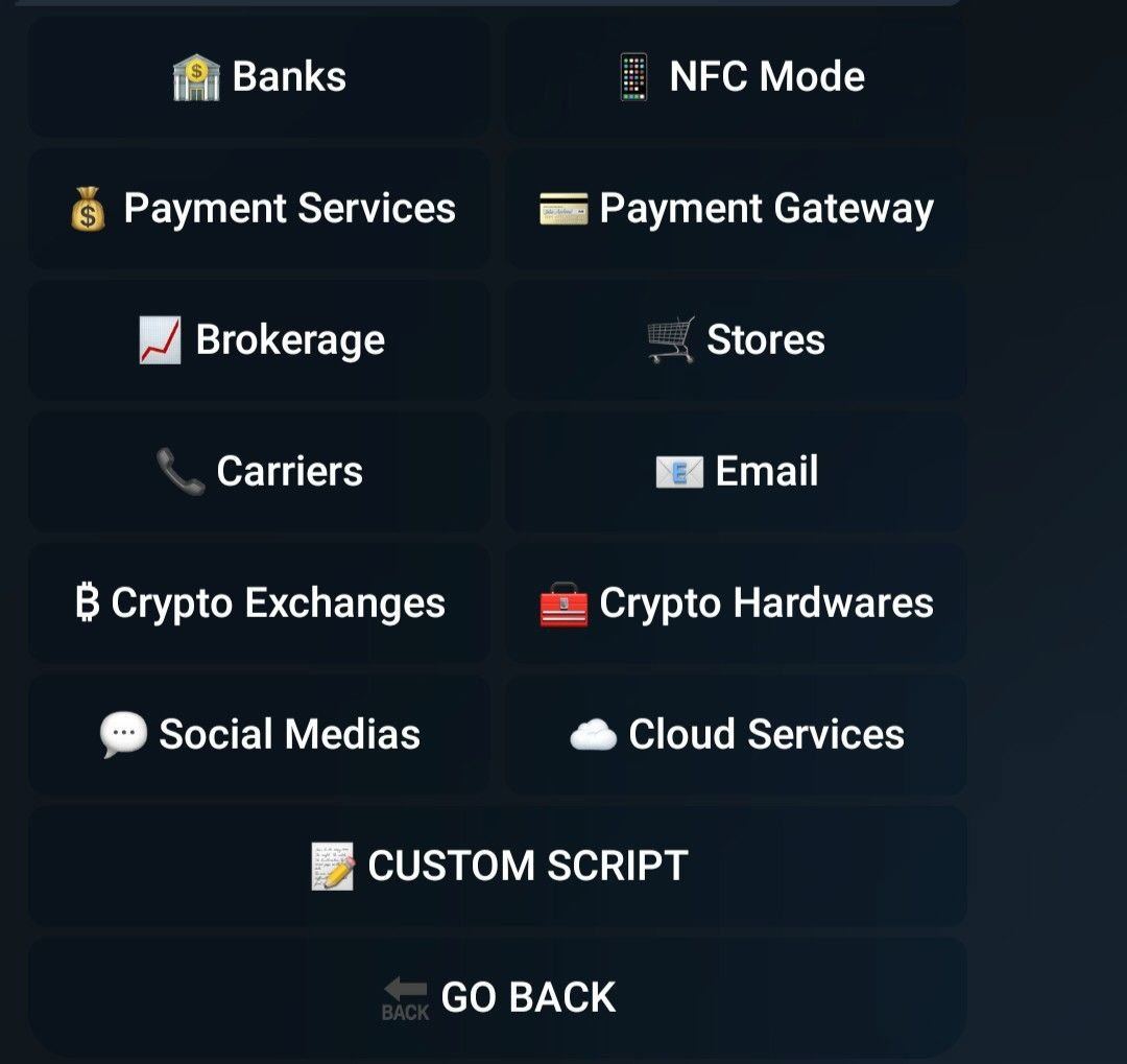 Opções de categoria de organização