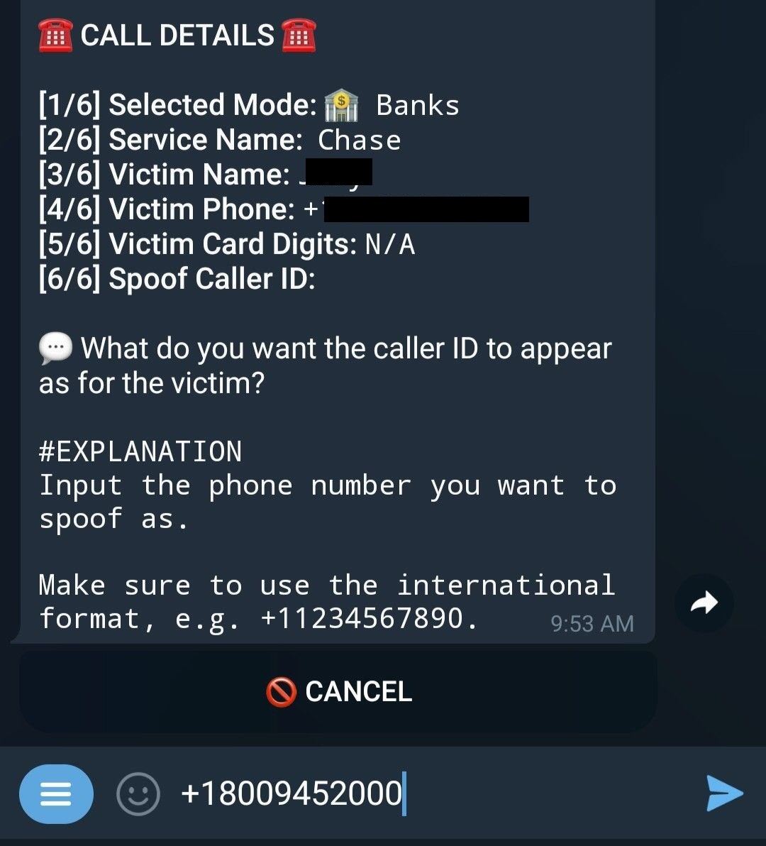 A opção para especificar o número de telefone oficial da organização