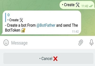 Bot de phishing que solicita ao usuário a configuração de um novo bot e o compartilhamento do token