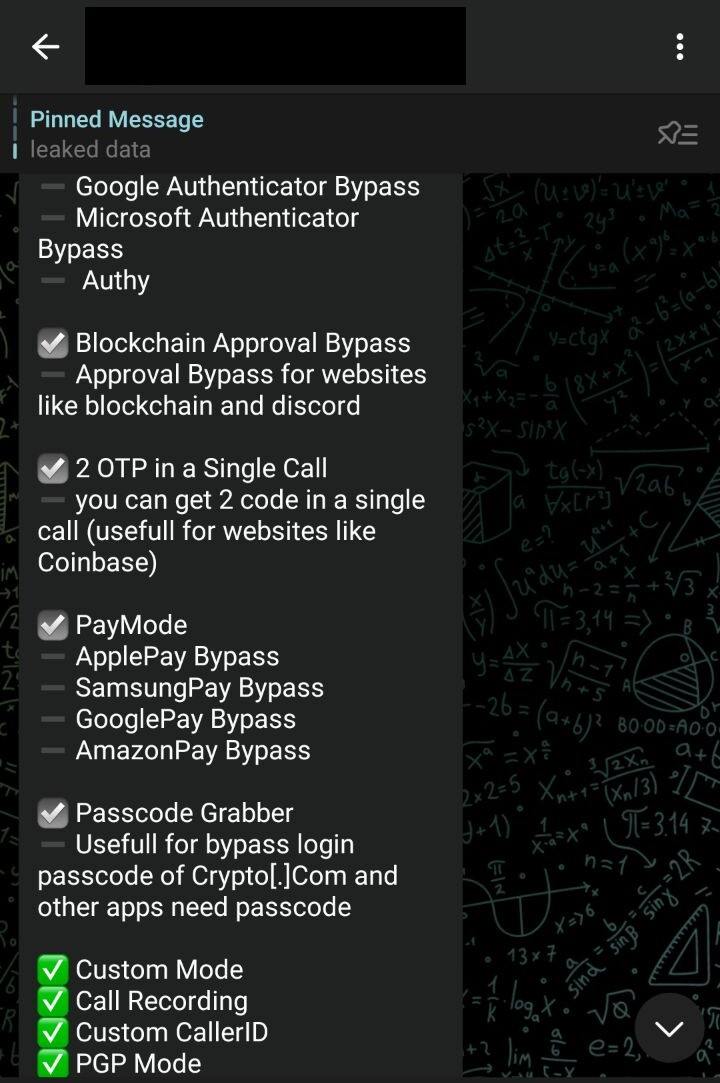 Lista de recursos e benefícios do bot de OTP