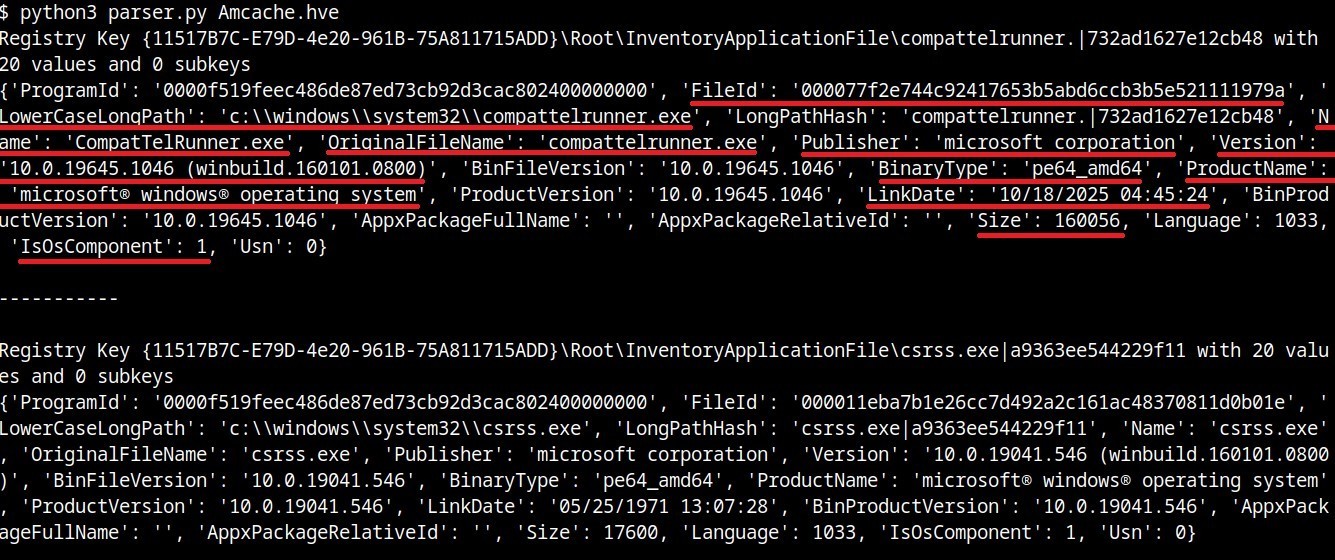Subchaves do InventoryApplicationFile 