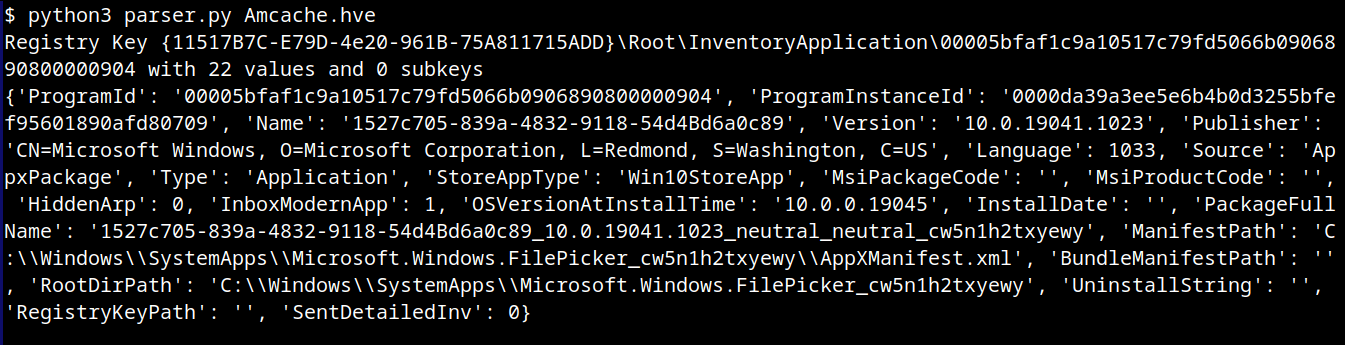 Subchaves de InventoryApplication