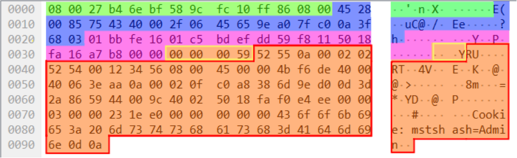 Exemplo de um frame Ethernet encapsulado