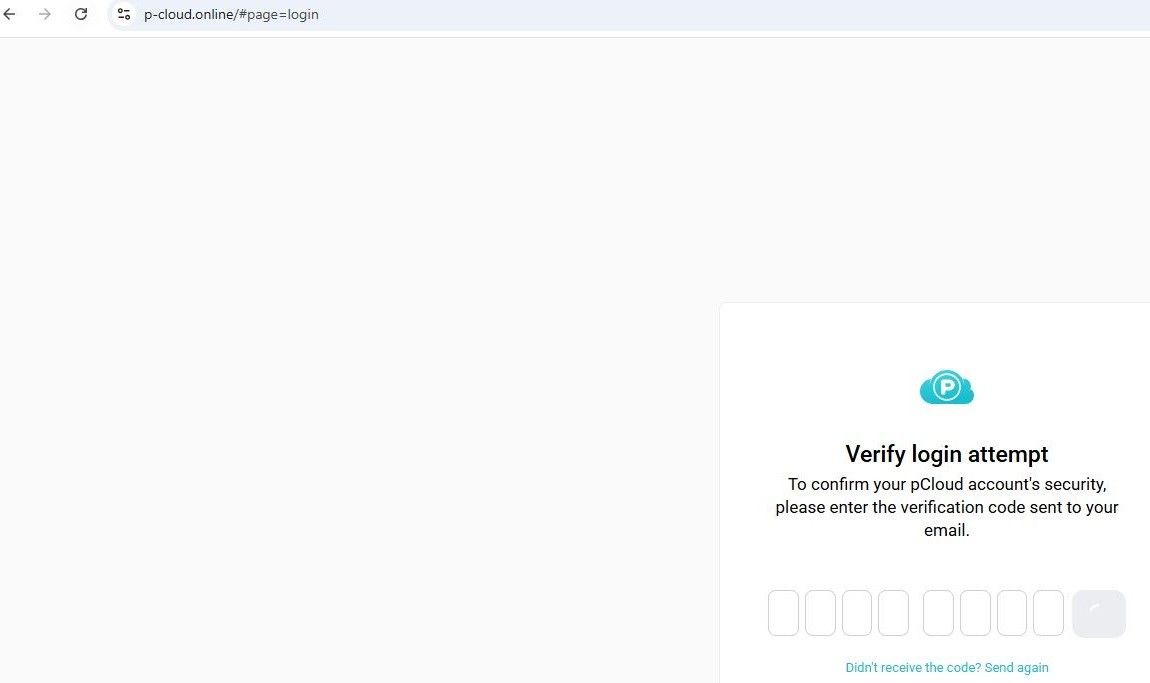 Formulário para inserir o código de verificação
