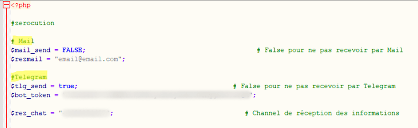 Envio de dados roubados a e-mails e bots do Telegram