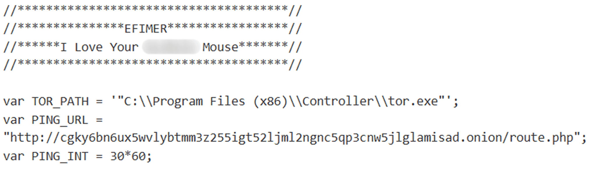 Parte do script com comentários