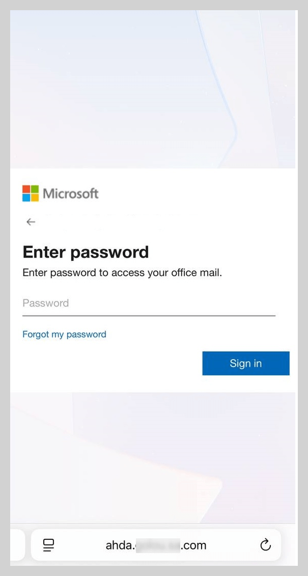 Página de phishing com formulário de login