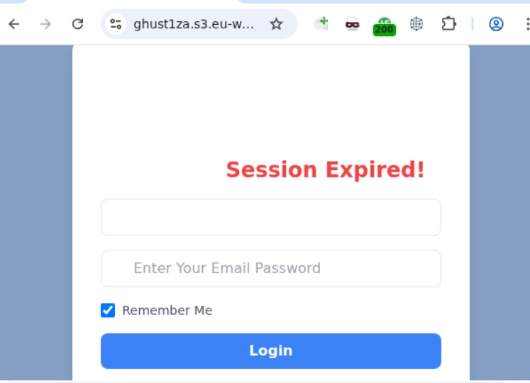 Formulário de autenticação de phishing