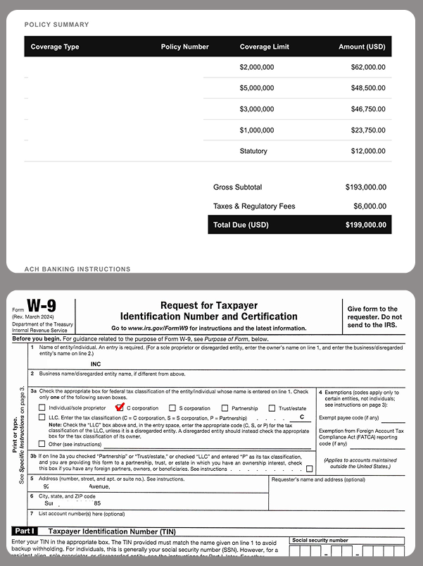 Documentos financeiros falsificados