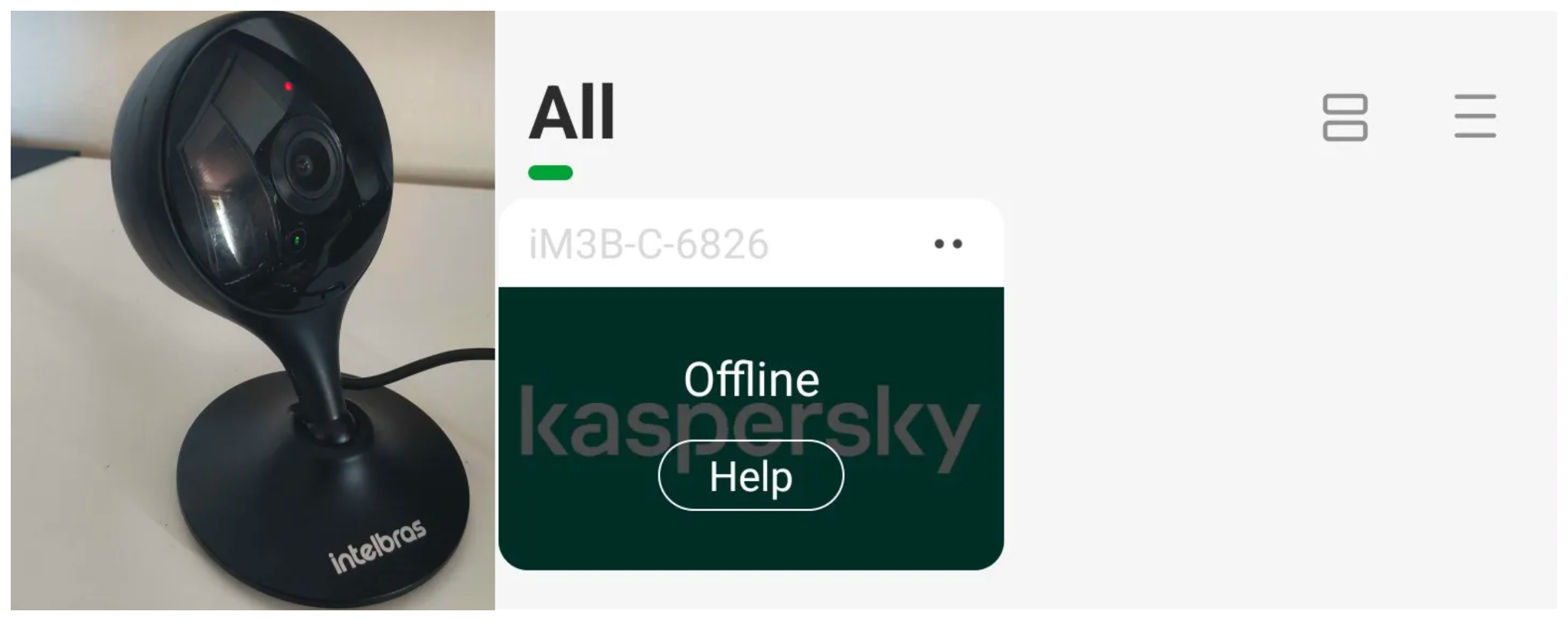 A câmera está offline
