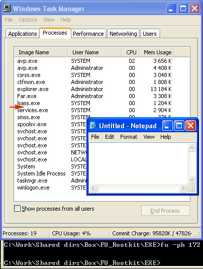 Pic. 4. Process list after the rootkit is launched