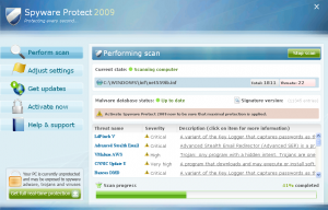 FraudTool.Win32.SpywareProtect2009 the main window