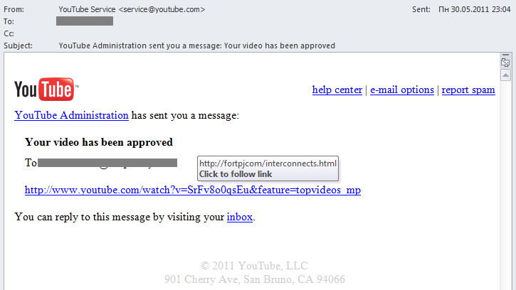 Youtube Administration. Reply to this message