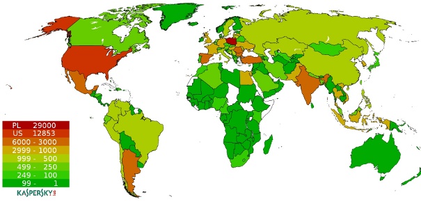 Countries with new Hlux/Kelihos infections