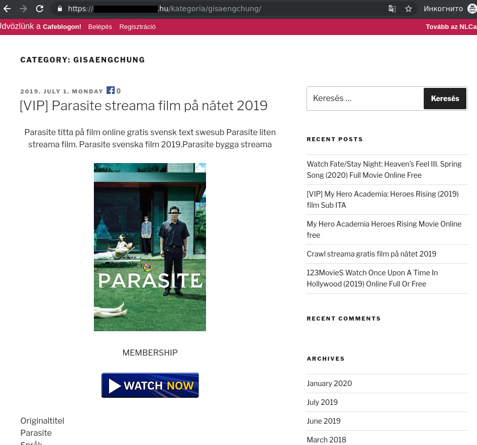 Watch parasite online 123movies