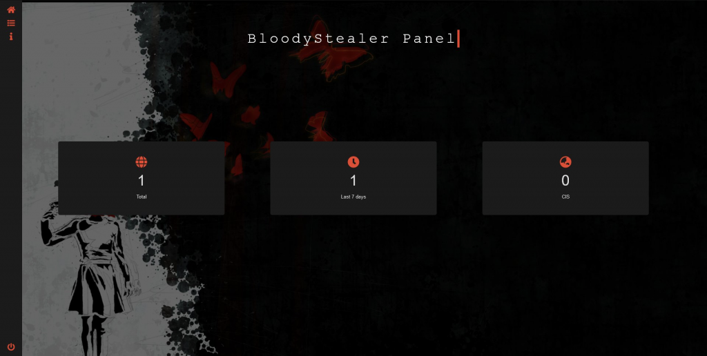 Painel de estatísticas do BloodyStealer