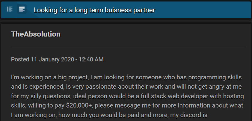 Example of offer with the highest salary for developers