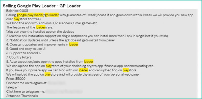 Google Play threat market: overview of dark web offers | Securelist