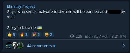  The developer warns against using their malware in Ukraine