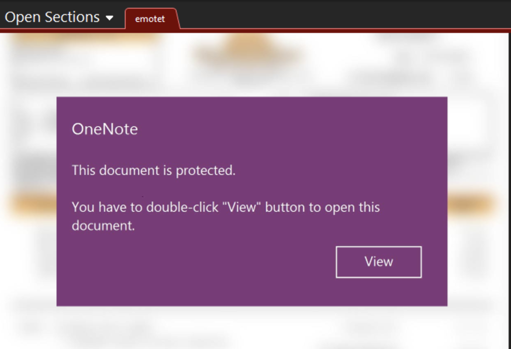 Emotet OneNote decoy document