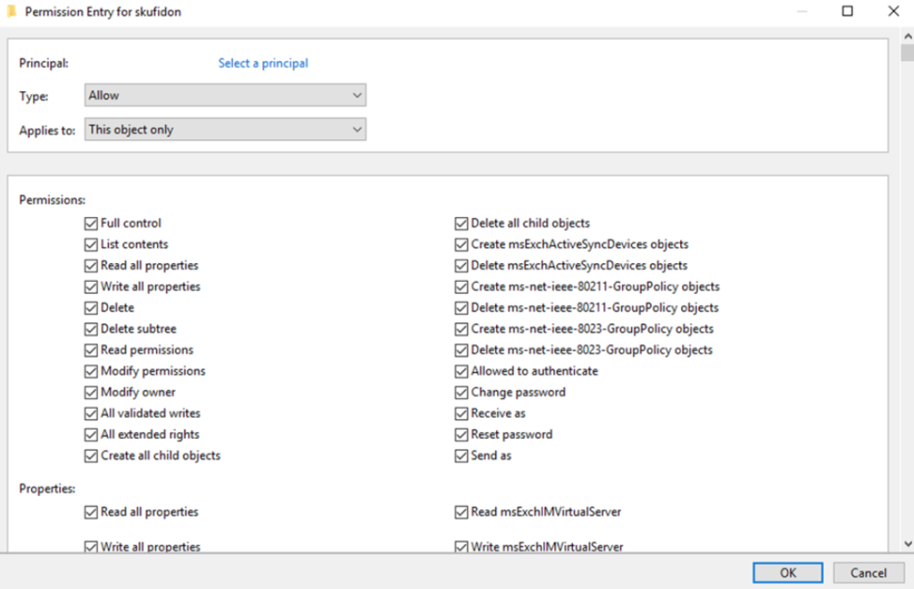 Example of permissions granted with PowerView to an account of interest to the attackers