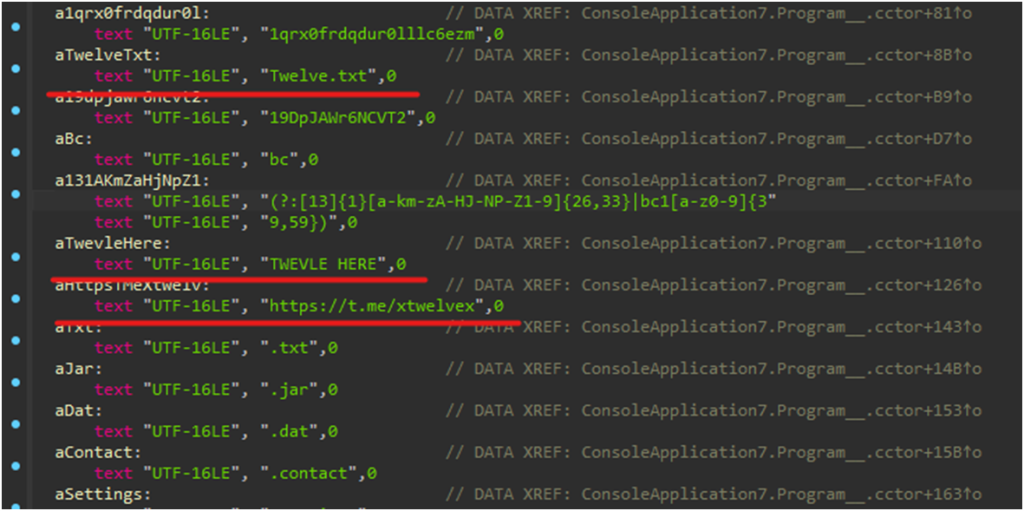 Result of the static analysis of Chaos-based ransomware