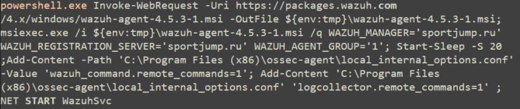 Installation and launch of the Wazuh agent