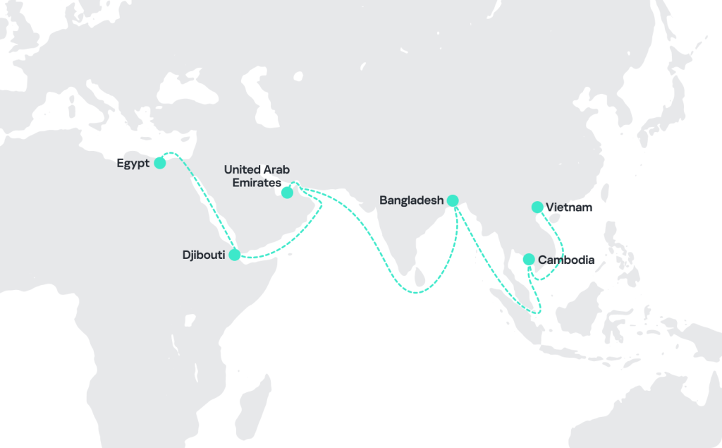 Countries and territories targeted by SideWinder in the maritime and logistics sectors in 2024