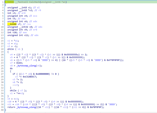 Hashing algorithm