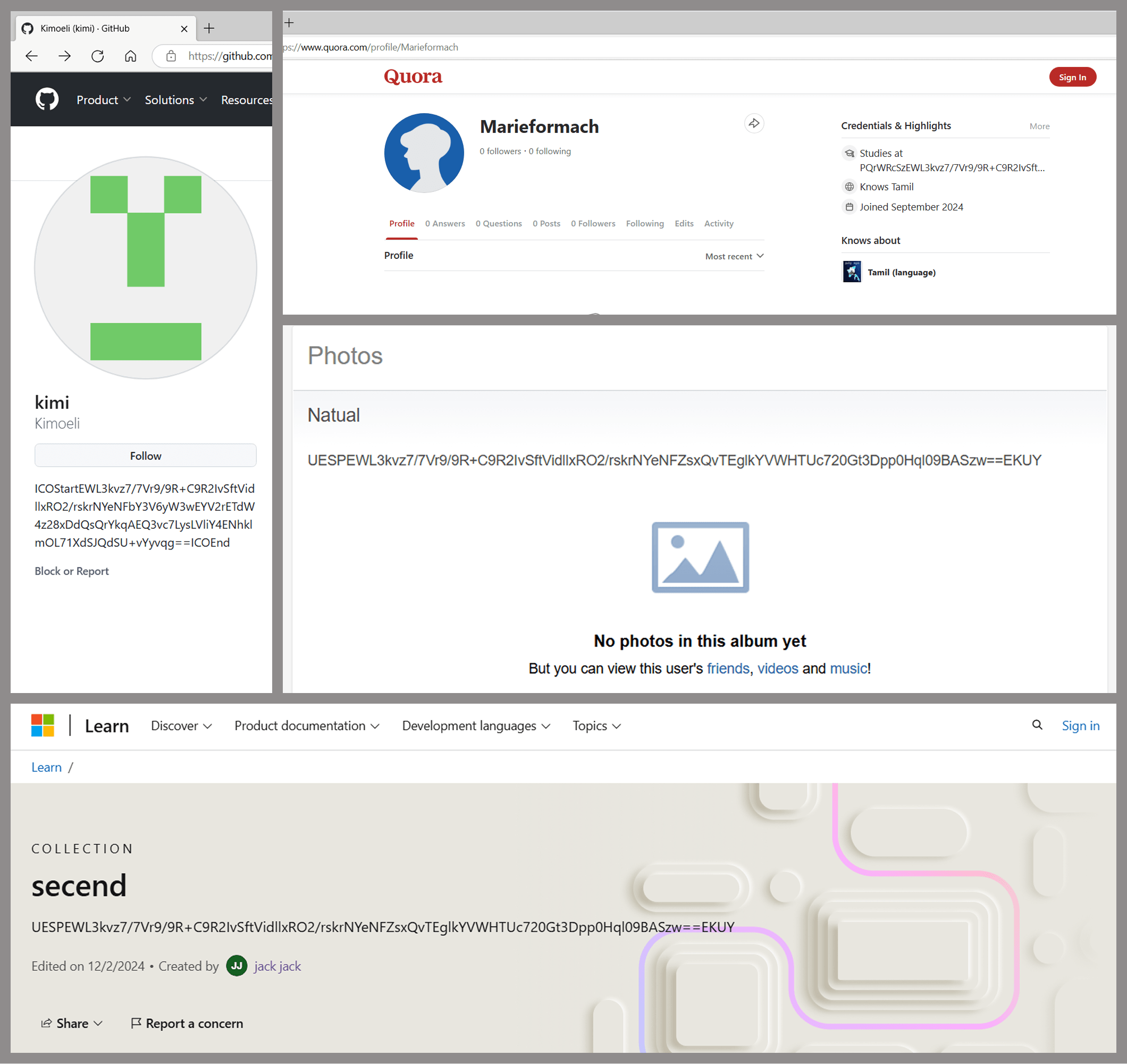 Malicious profiles on popular online platforms