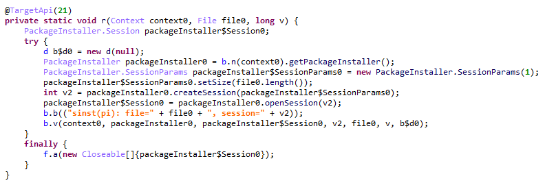 Use of an installation session