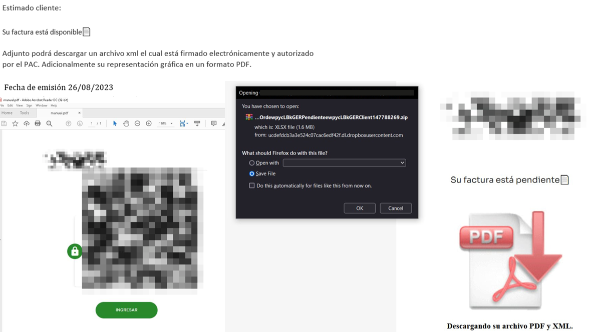 Malicious email used in JanelaRAT campaigns