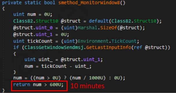 Timer that looks for 10 minutes of inactivity