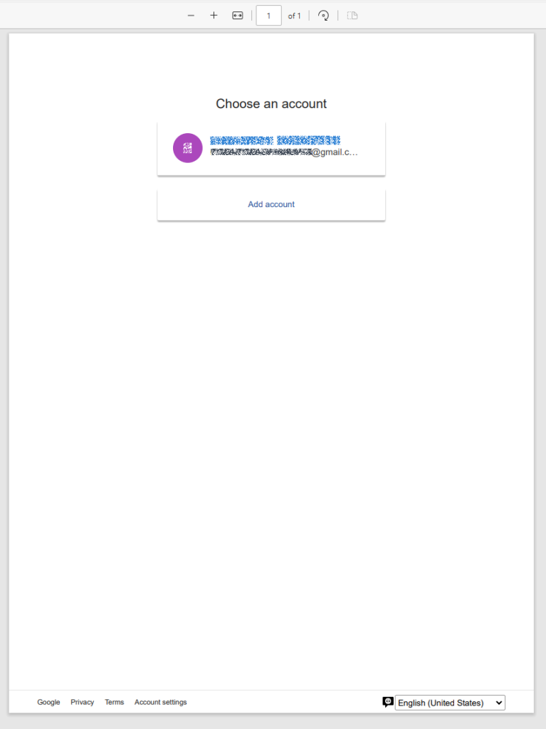 Example contents of a generated PDF file