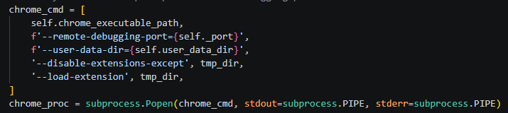 Chrome execution parameters