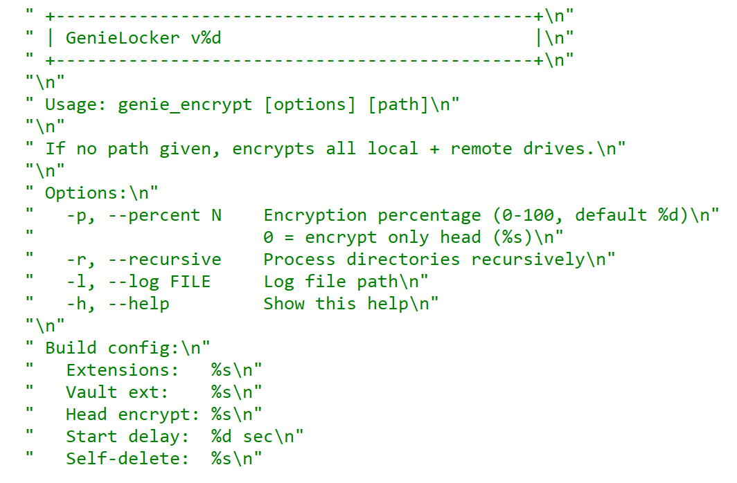 GenieLocker help message