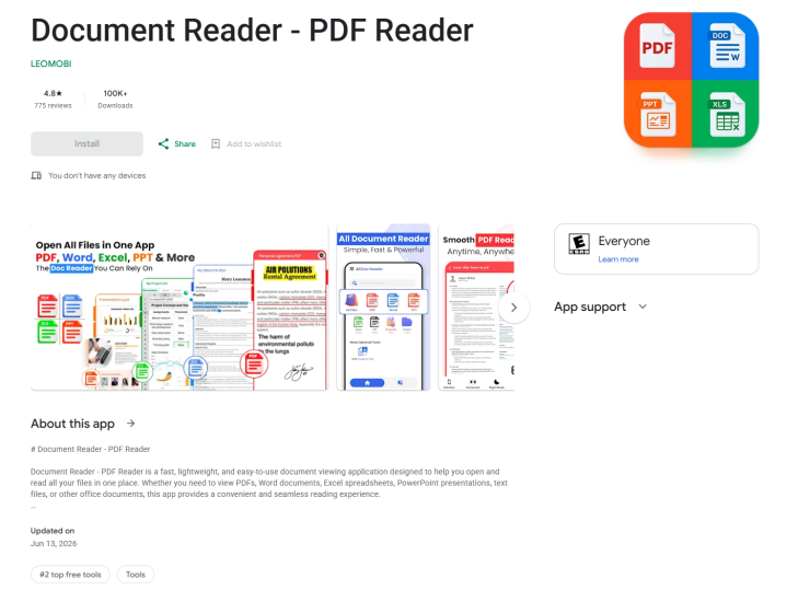 
PDF Reader (Source : Kaspersky).