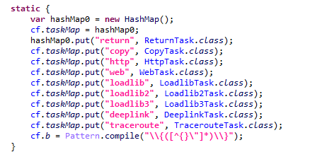 List of executable commands