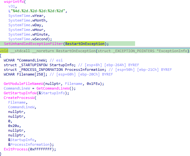 Restarting on exceptions
