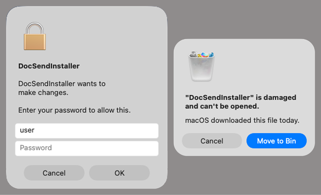 Fake stealer pop-up windows