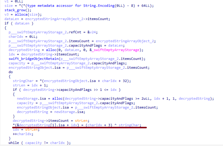 String decryption (Source : Kaspersky).