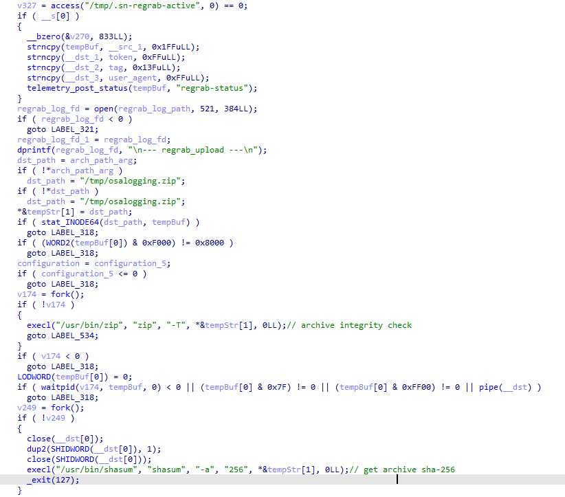 The section of the regrab command where the archive's integrity is verified and its hash is calculated before it is sent