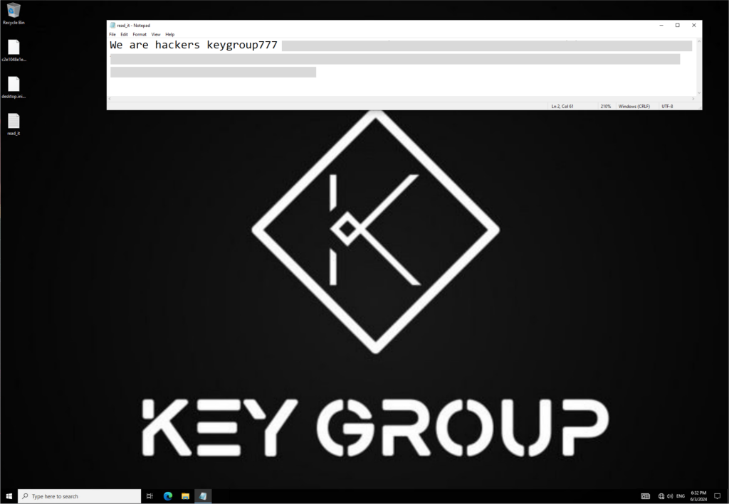 Записка с заявлением группы Key Group